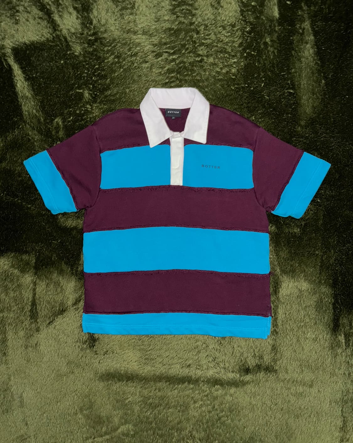 [S] BOTTER 보터 루즈 핏 스트라이프 패널 스웻 폴로 티셔츠 상품이미지1