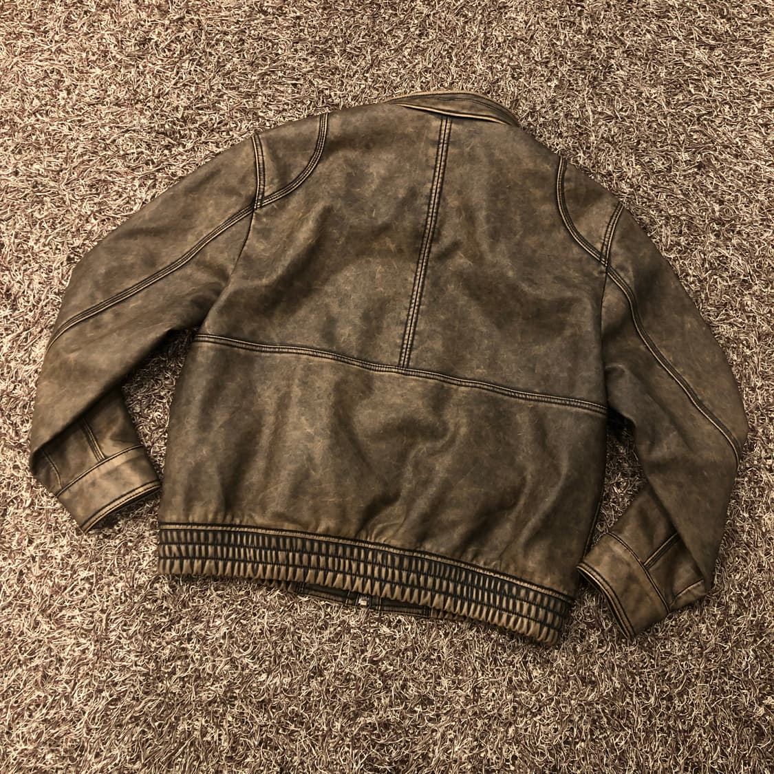 버커루 레더 워싱 봄버 블루종 자켓 상품이미지5