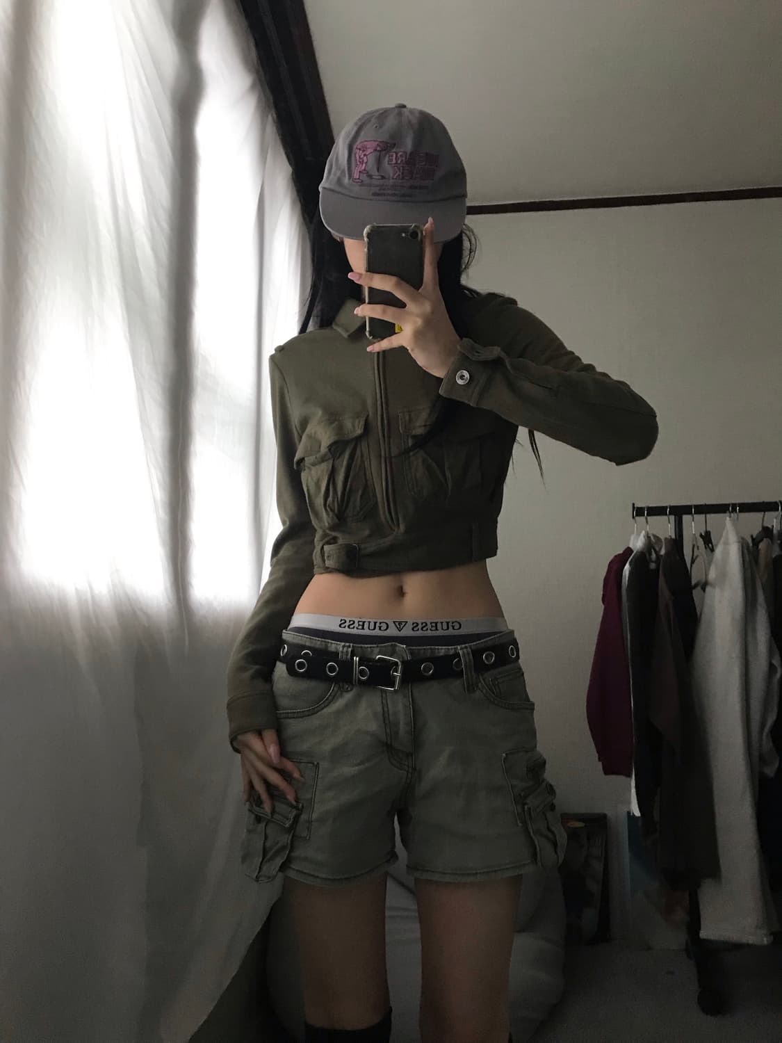 디젤 카키 벨티드 크롭 집업 상품이미지3