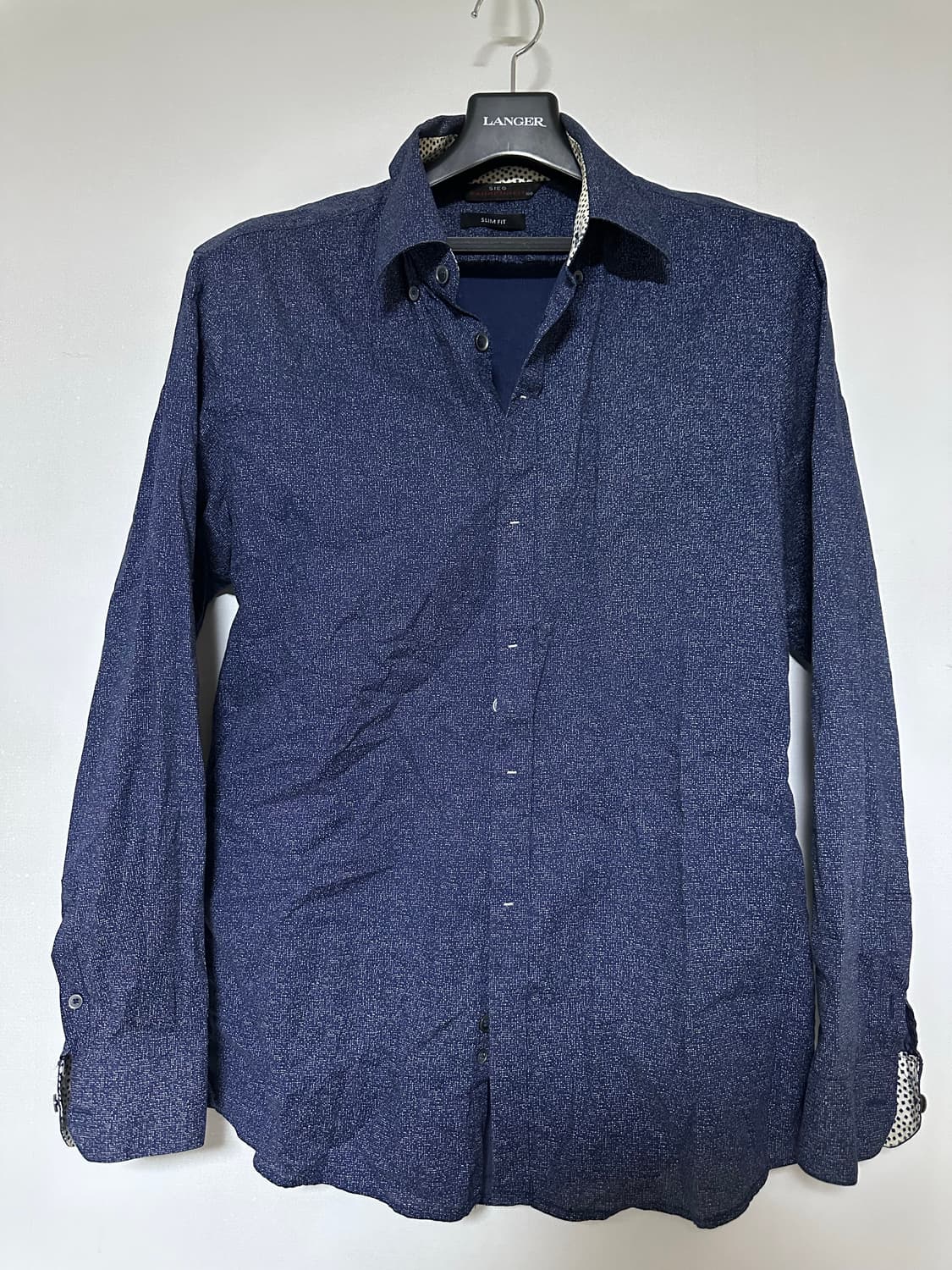 SIEG 남성 긴팔 셔츠 네이비 슬림핏 상품이미지1