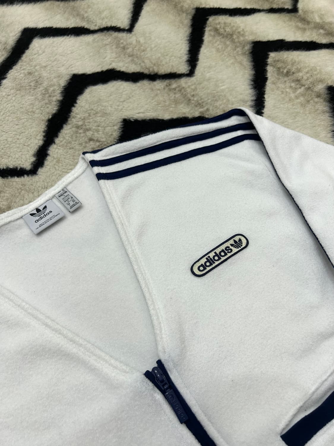 [S]아디다스 크롭 가디건/테리재질/화이트 상품이미지1