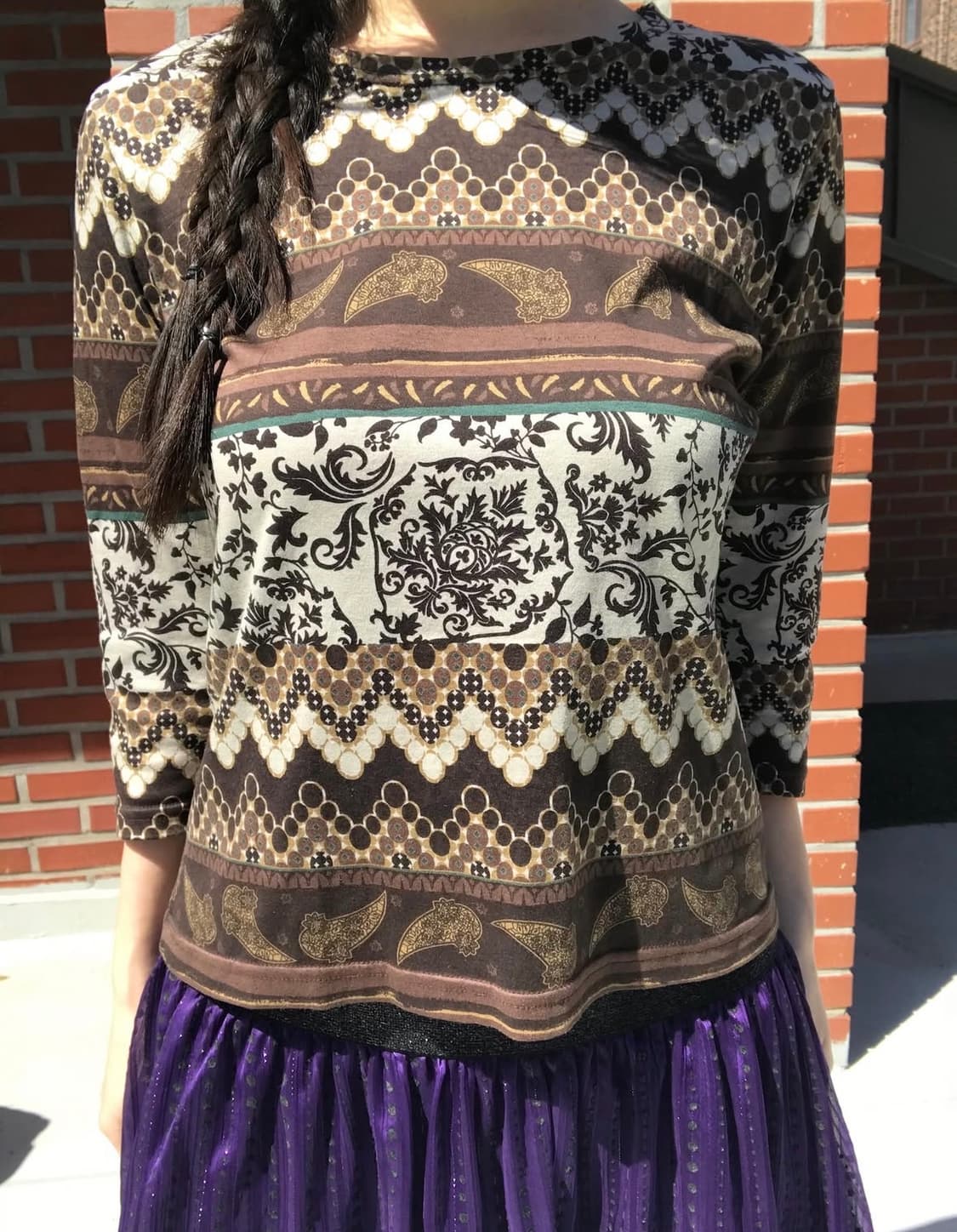 vintage brown pattern top 상품이미지4