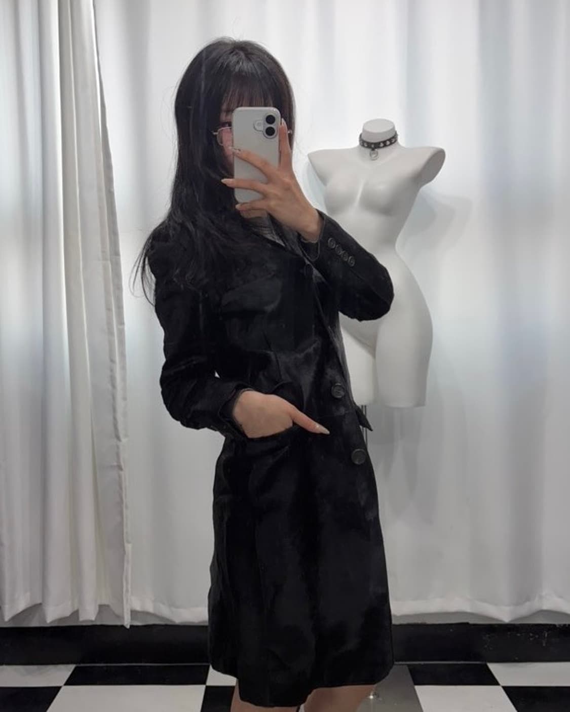 🎸블랙 캐프스킨 털 코트🎸 상품이미지4