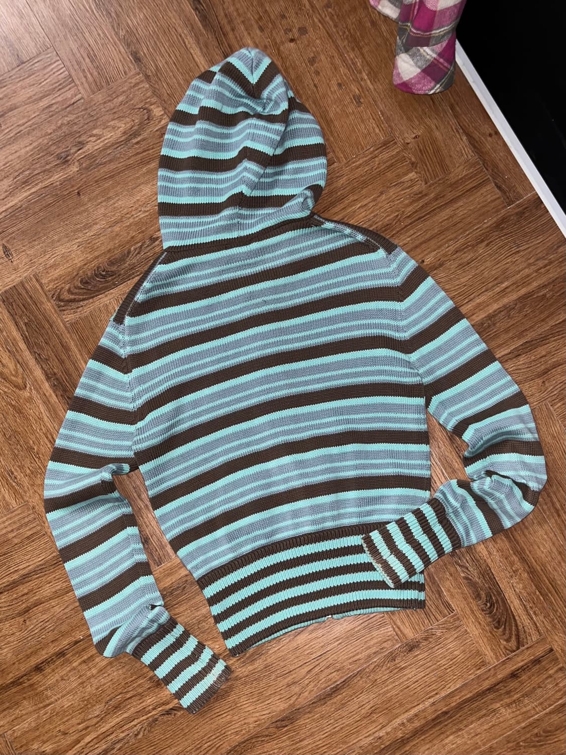 빈티지 스트라이프 니트 후드집업 상품이미지3