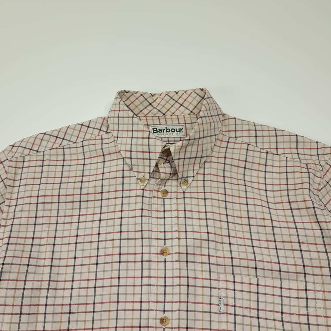 CL533 L 바버 코튼 클래식 체크 버튼다운 베이지 셔츠 남방 상품이미지2