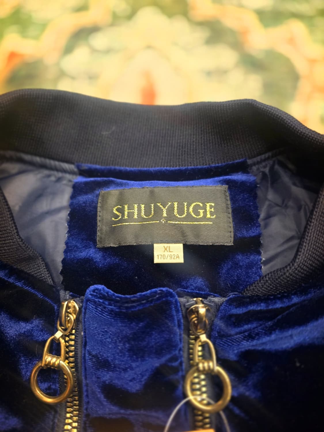 SHUYUGE 블루 벨벳 봄버 재킷 상품이미지3