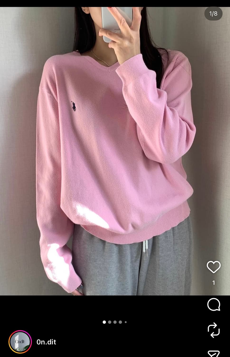 폴로 랄프로렌 핑크색 브이넥 니트 상품이미지1