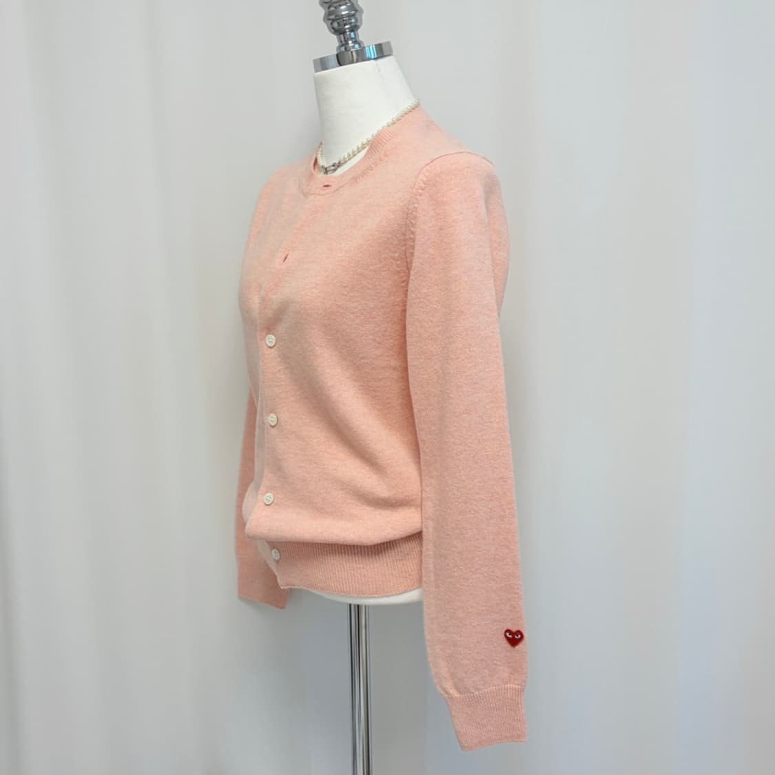 꼼데가르송 스몰하트 울 가디건 피치핑크 상품이미지9
