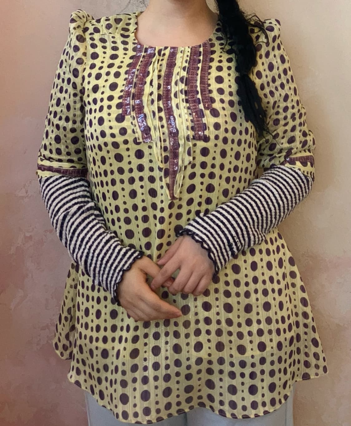 Jpn 도트 스팽글 블라우스 상품이미지1