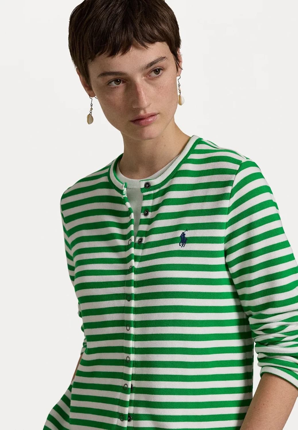 폴로 우먼 테리 스트라이프 가디건 S 상품이미지2