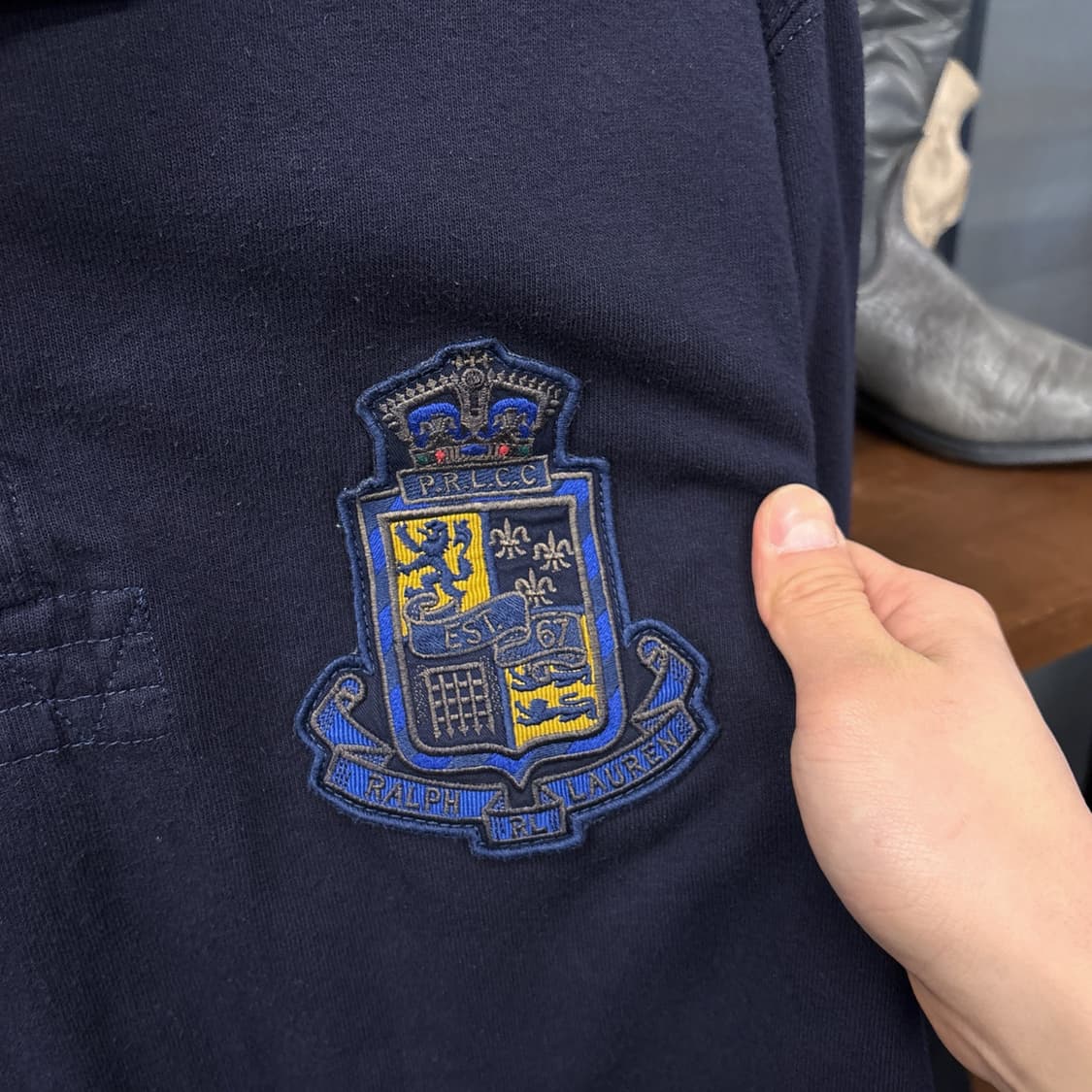 90s 폴로 랄프로렌 크레스트 클럽와펜 프레피 라이닝 럭비셔츠 N915 상품이미지5