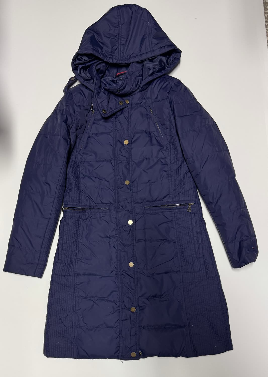 여성 타미힐피거 경량 후드 롱패딩 네이비 상품이미지1