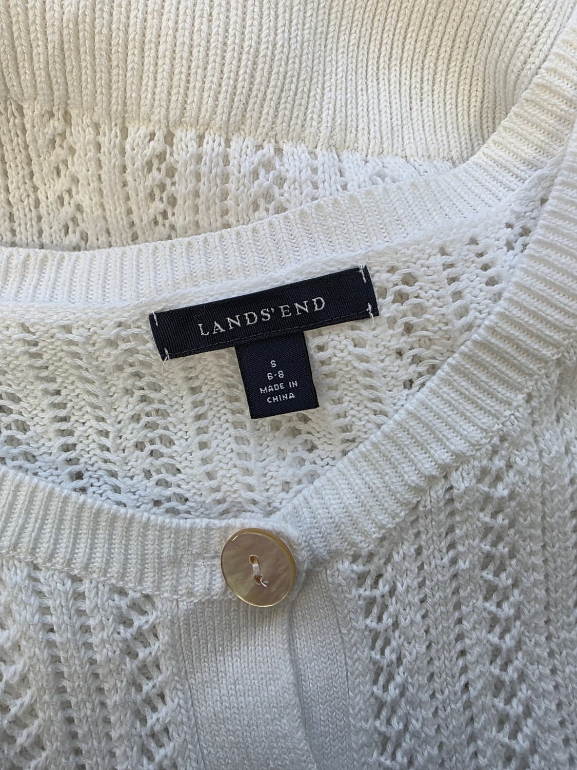 랜즈엔드 화이트 크로쉐 니트 가디건 상품이미지4