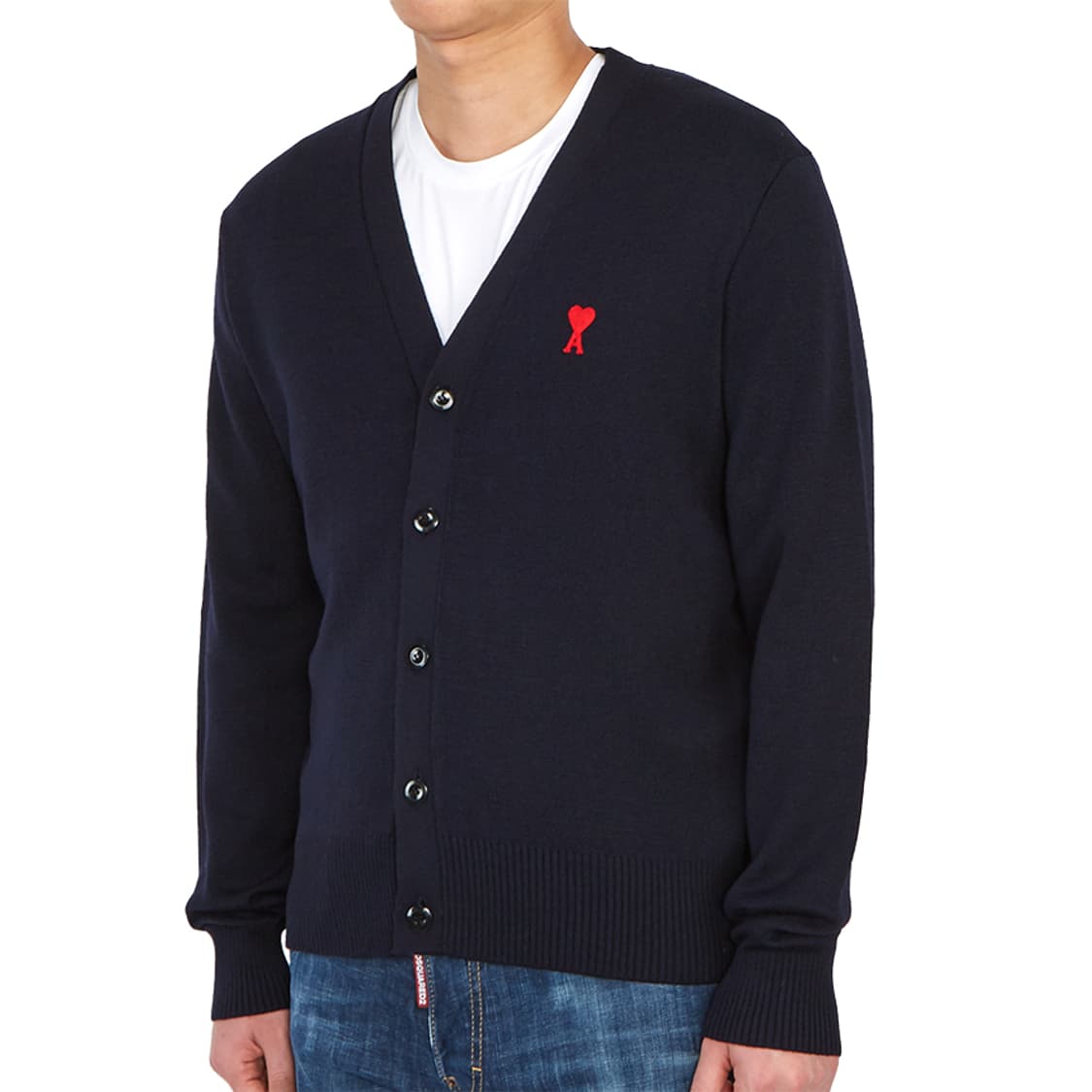 AMI 아미 메리노울 스몰하트로고 남성브이넥가디건 XL 상품이미지7