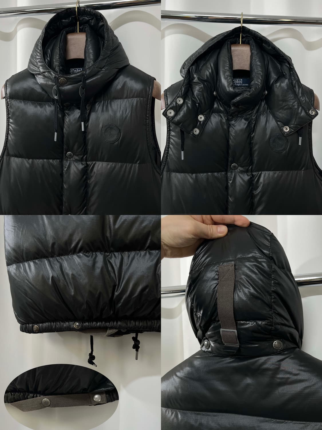 폴로 랄프로렌 블랙 쿠키와펜 립스탑 다운 베스트 자켓 상품이미지5