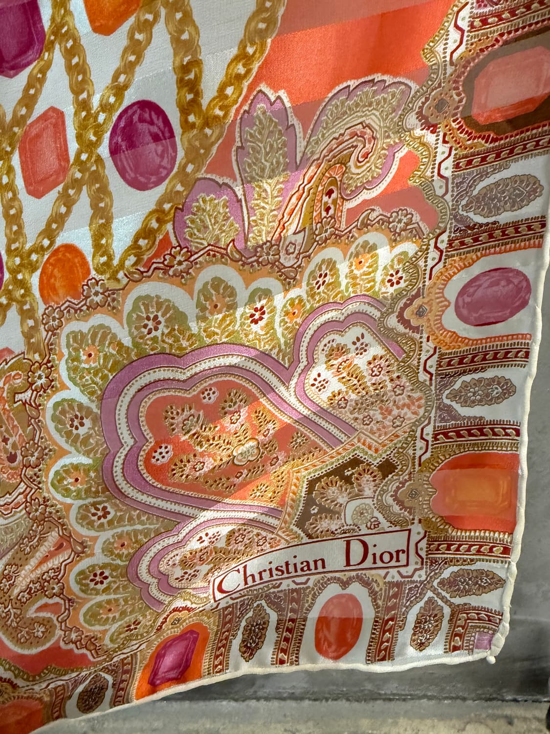 크리스찬 디올 CD 모노그램 아카이브 실크 스카프 오렌지 상품이미지2