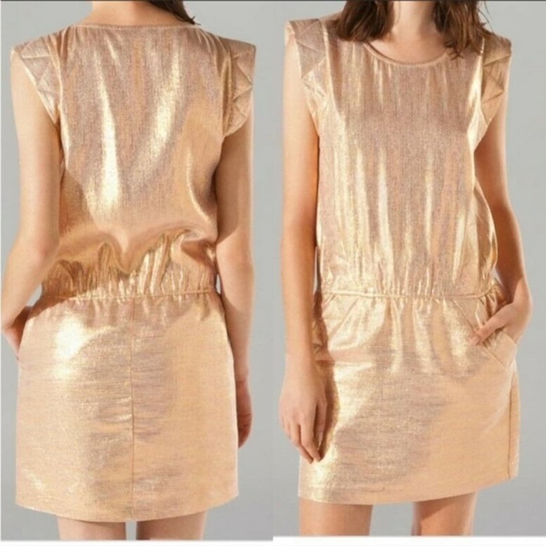 [1회착용] maje Paris 메탈릭 로즈골드 원피스 상품이미지2