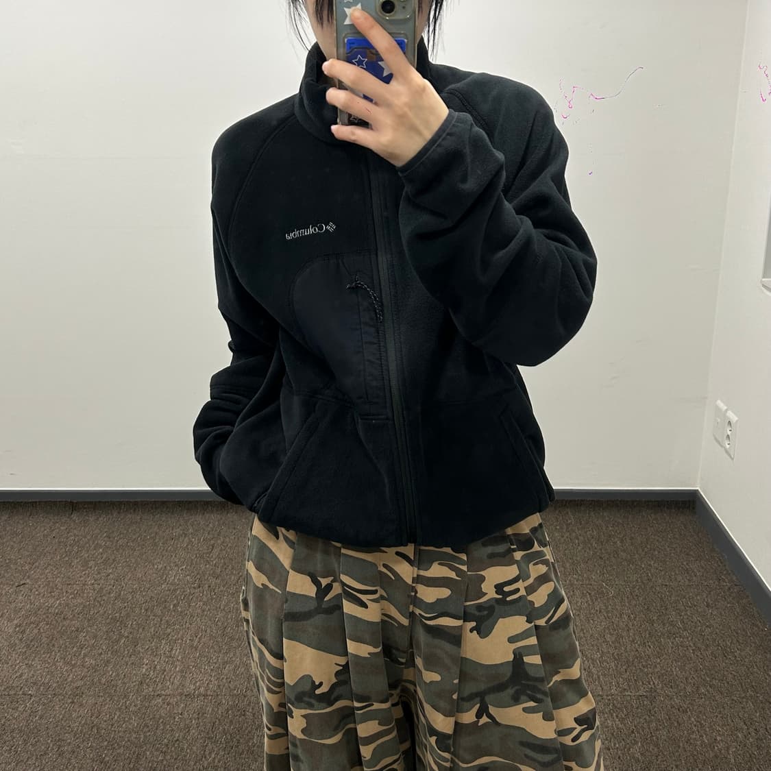 Columbia 콜롬비아 밑단 스트링 블랙 후리스 상품이미지1