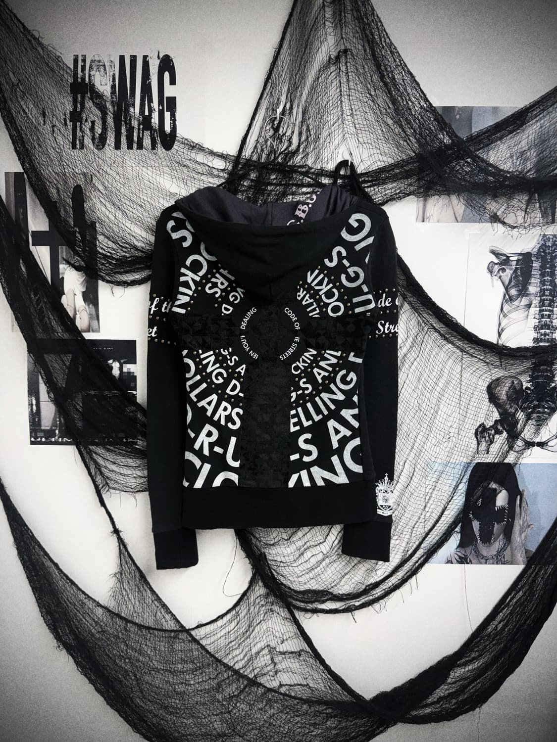 Cross stud printing hood zip up 상품이미지1