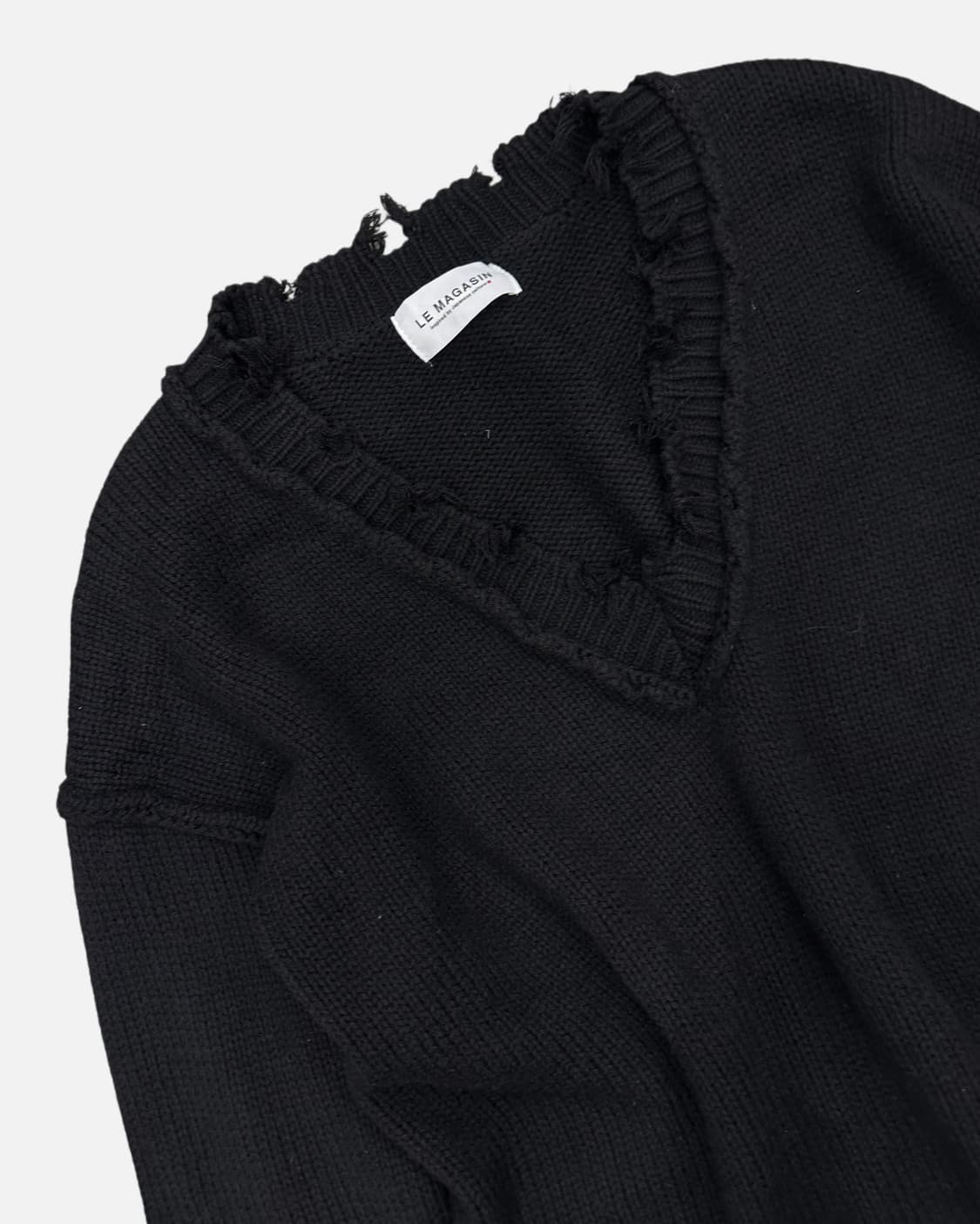 distressed black v-neck knit 상품이미지3