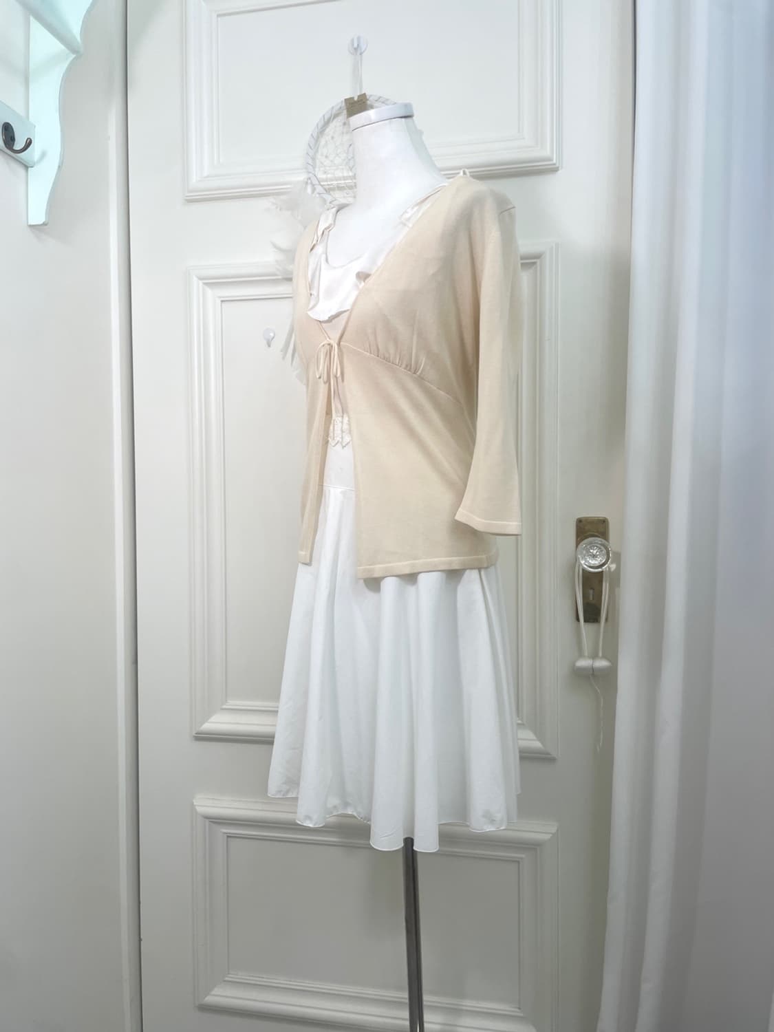 white waist lace point flare midi skirt 상품이미지7