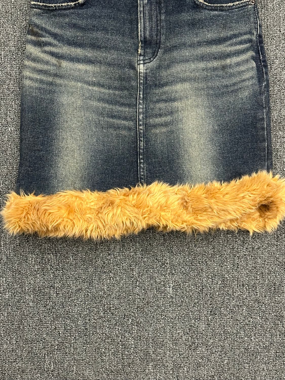 S)Clio Jeans 빈티지 퍼 트리밍 데님 스커트 상품이미지2