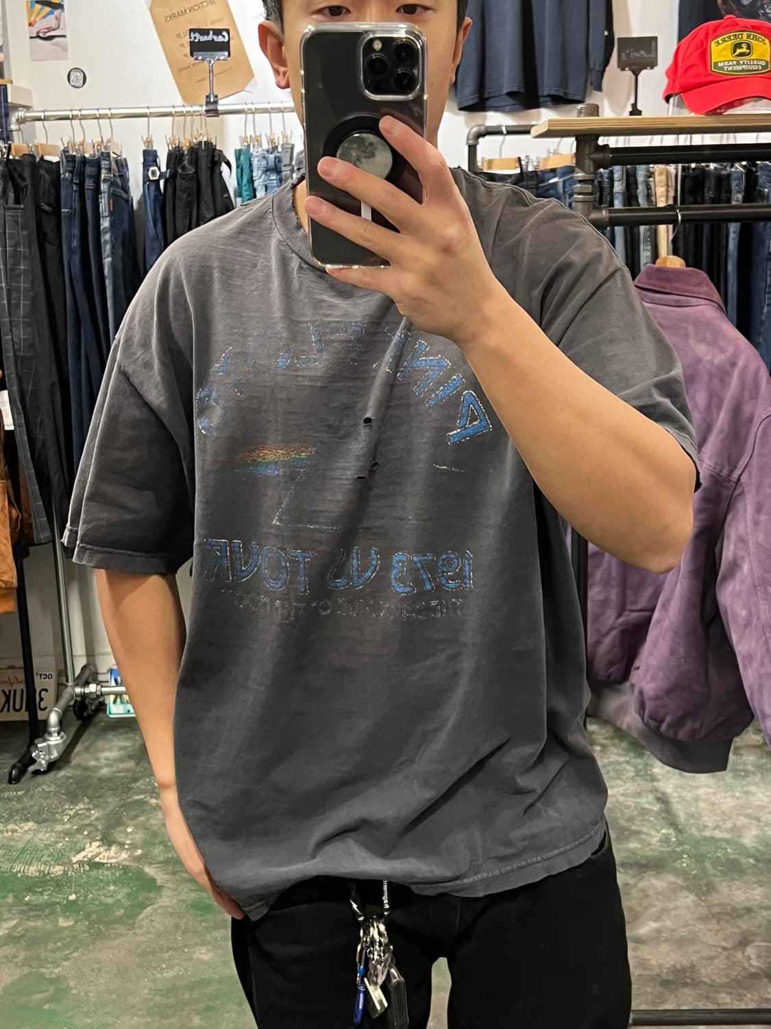 00's 핑크플로이드 빈티지 밴드 티셔츠 다크사이드 프리즘 에이징 페이딩 상품이미지2