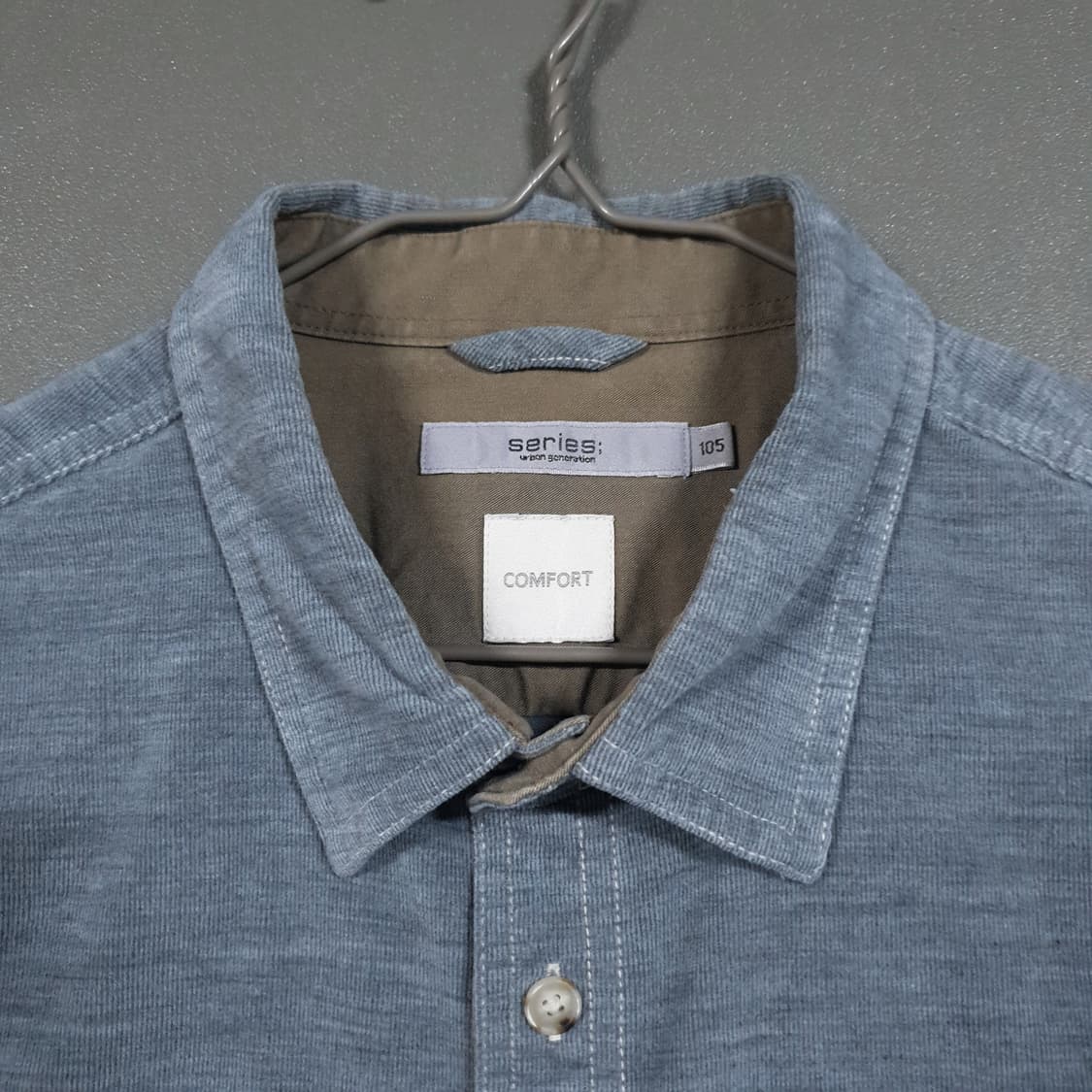 코오롱 시리즈 신형 21FW 멜란지 코듀로이 포켓 셔츠 더스티 블루 XL 상품이미지7