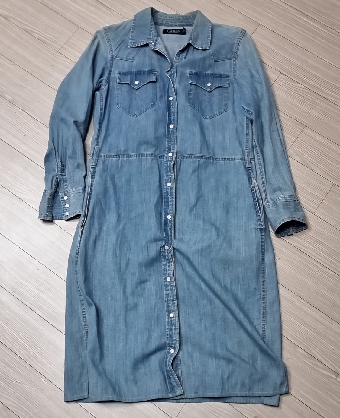 랄프로렌 데님 샴브레이 롱 셔츠 원피스(실측) 상품이미지1