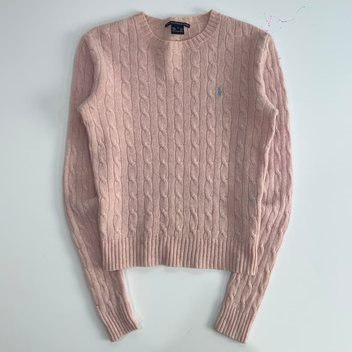Polo 폴로 스카이블루 포니 라이트핑크 케이블 니트 상품이미지3