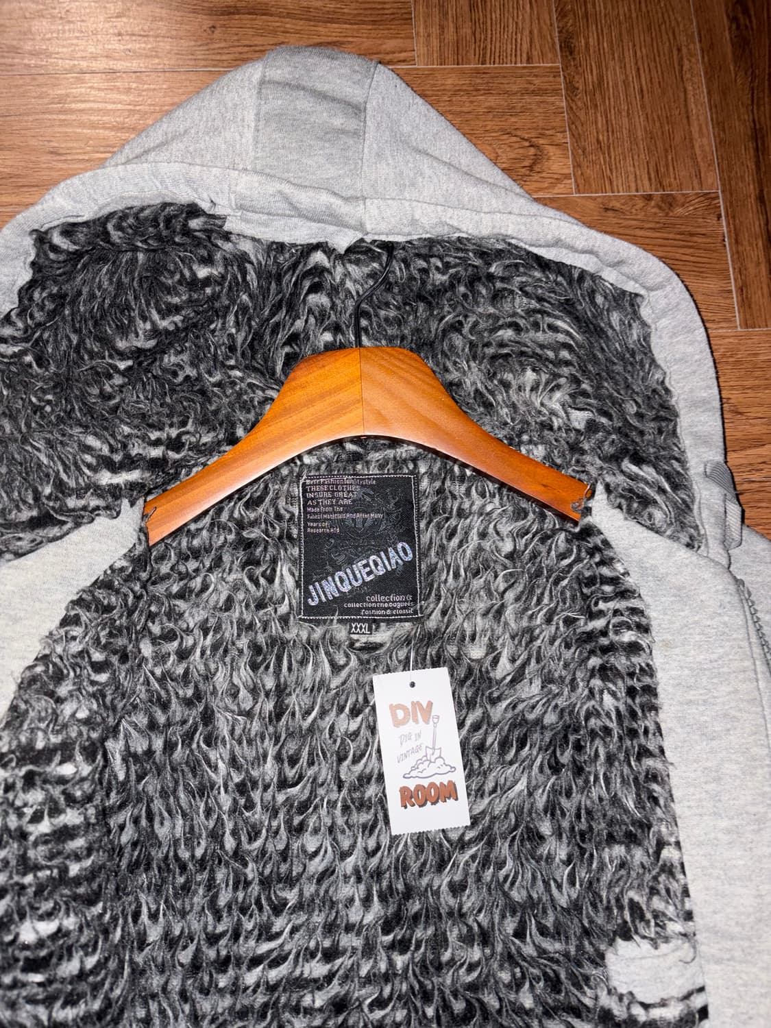 Jinqueqiao 빈티지 퍼 후드집업 상품이미지7