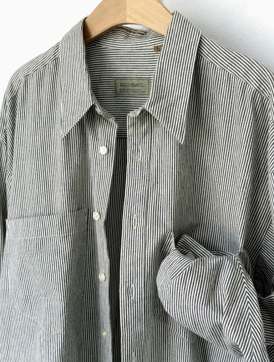 Light cotton micro stripe shirt L사이즈 상품이미지4