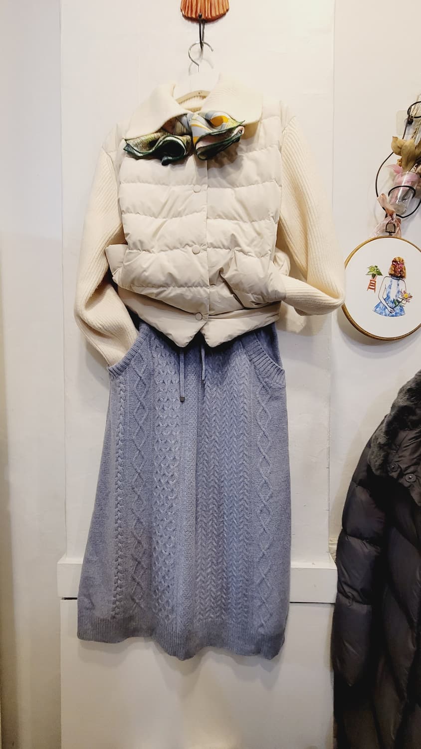 니트 구스패딩 .이태리 퓨어울 니트스커트 상품이미지1