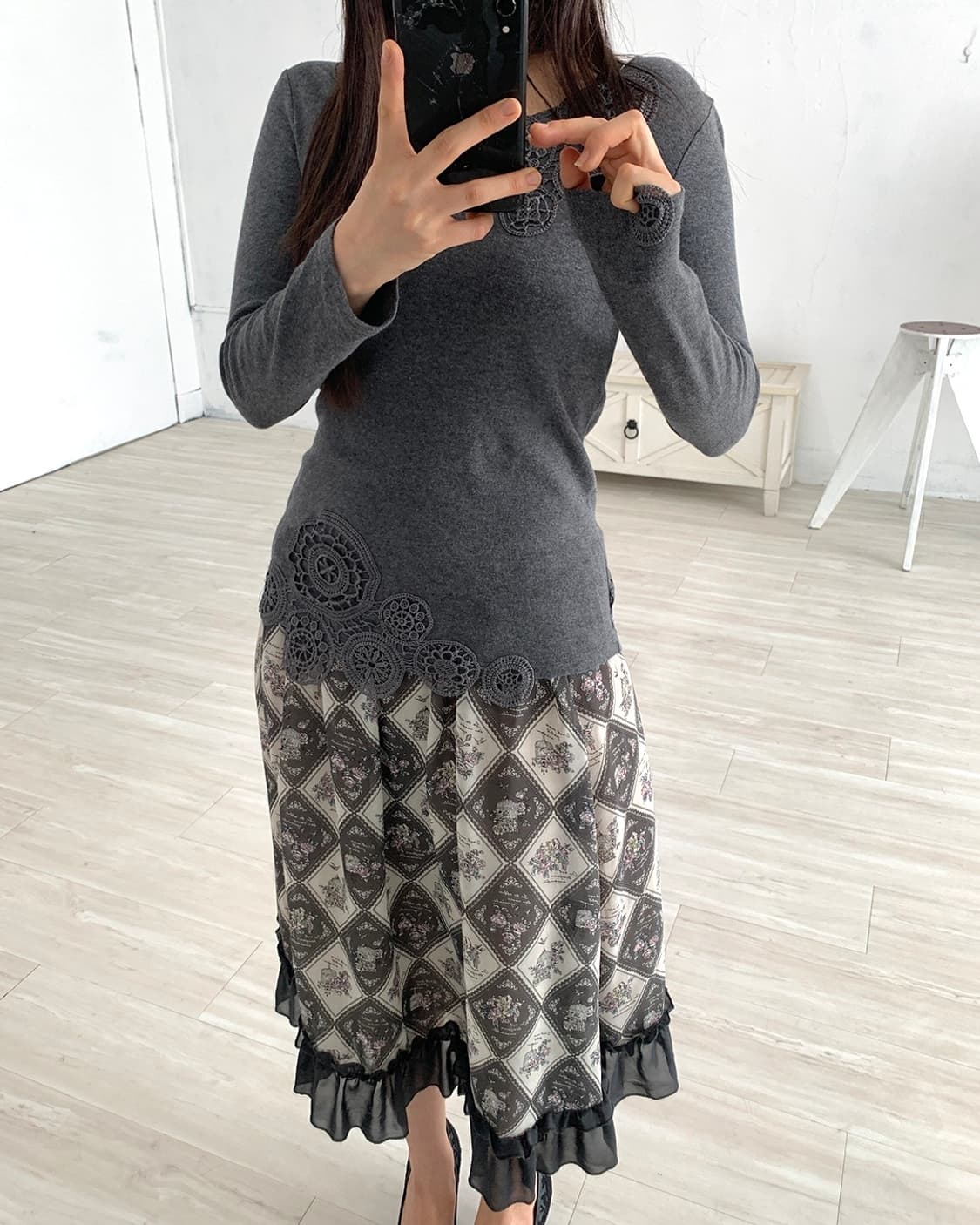 Axes Femme Antique Midi Skirt 상품이미지7