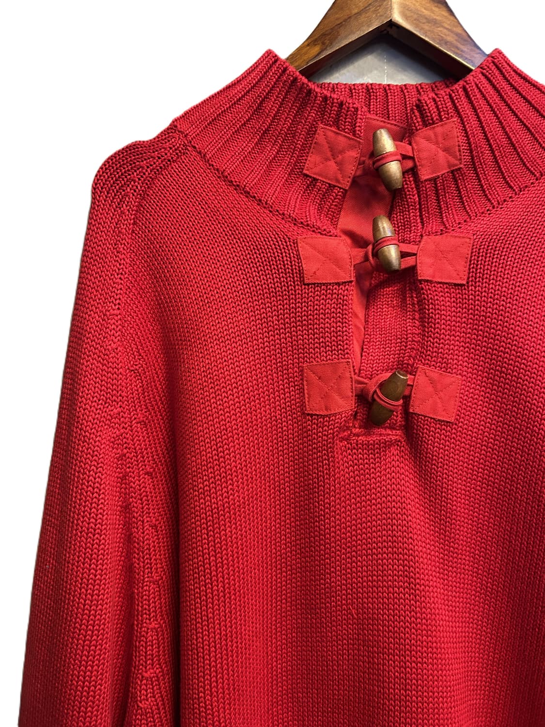 폴로 랄프 로렌 토글 버튼 니트 후디 (레드) 상품이미지3