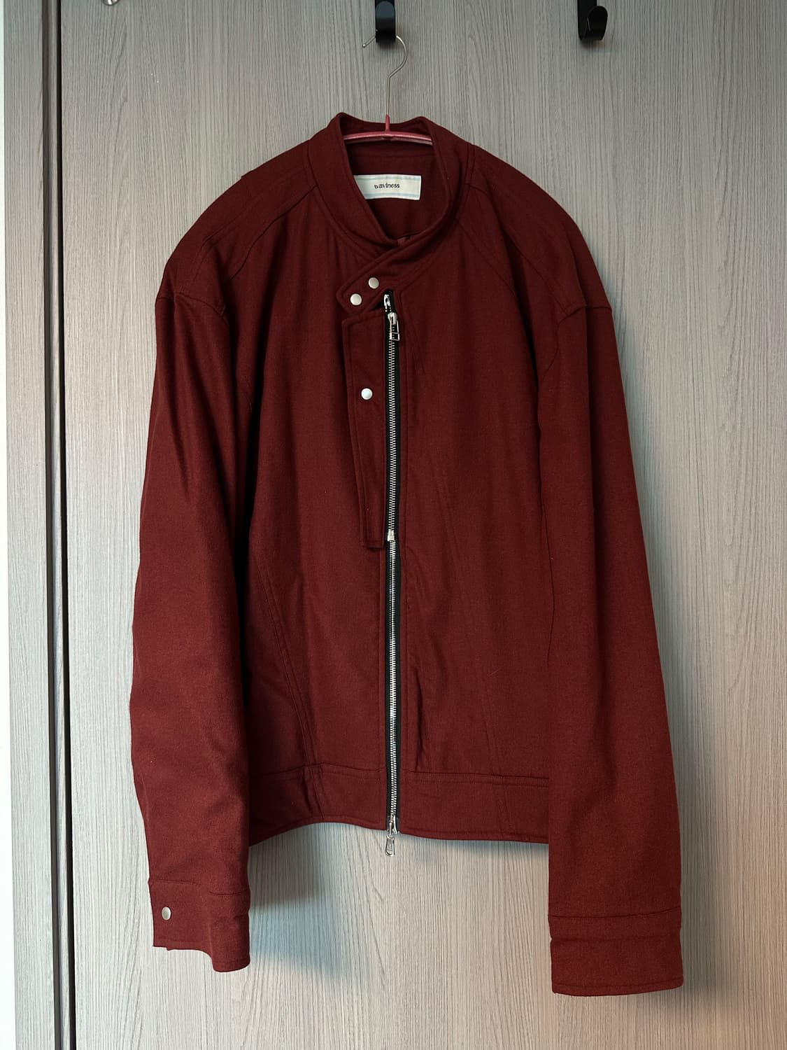 (2, 명작) 웨이비니스 오블리크 레이서 자켓 버건디 상품이미지1