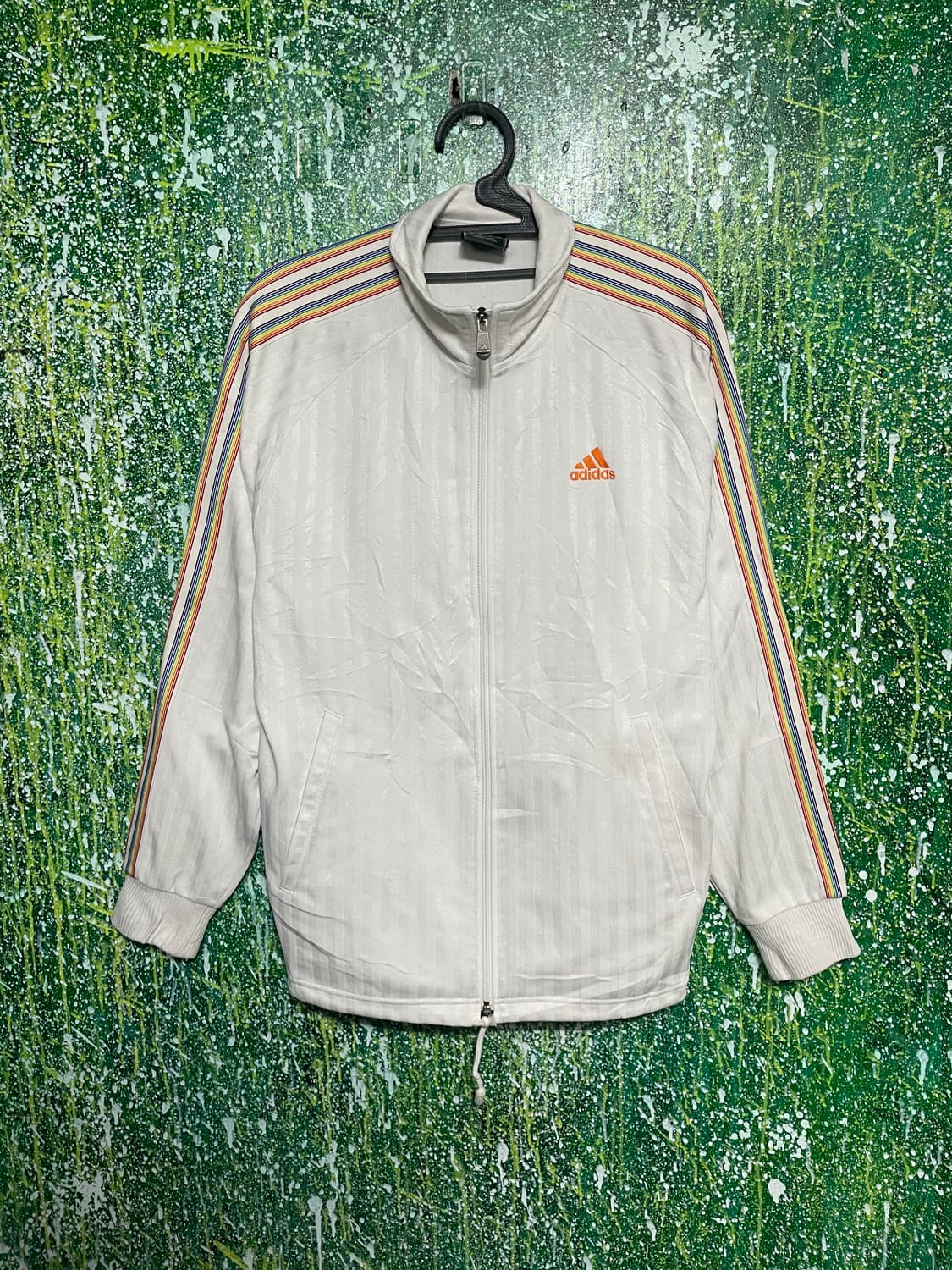 아디다스 화이트 삼선 오버핏 져지 M L 상품이미지4