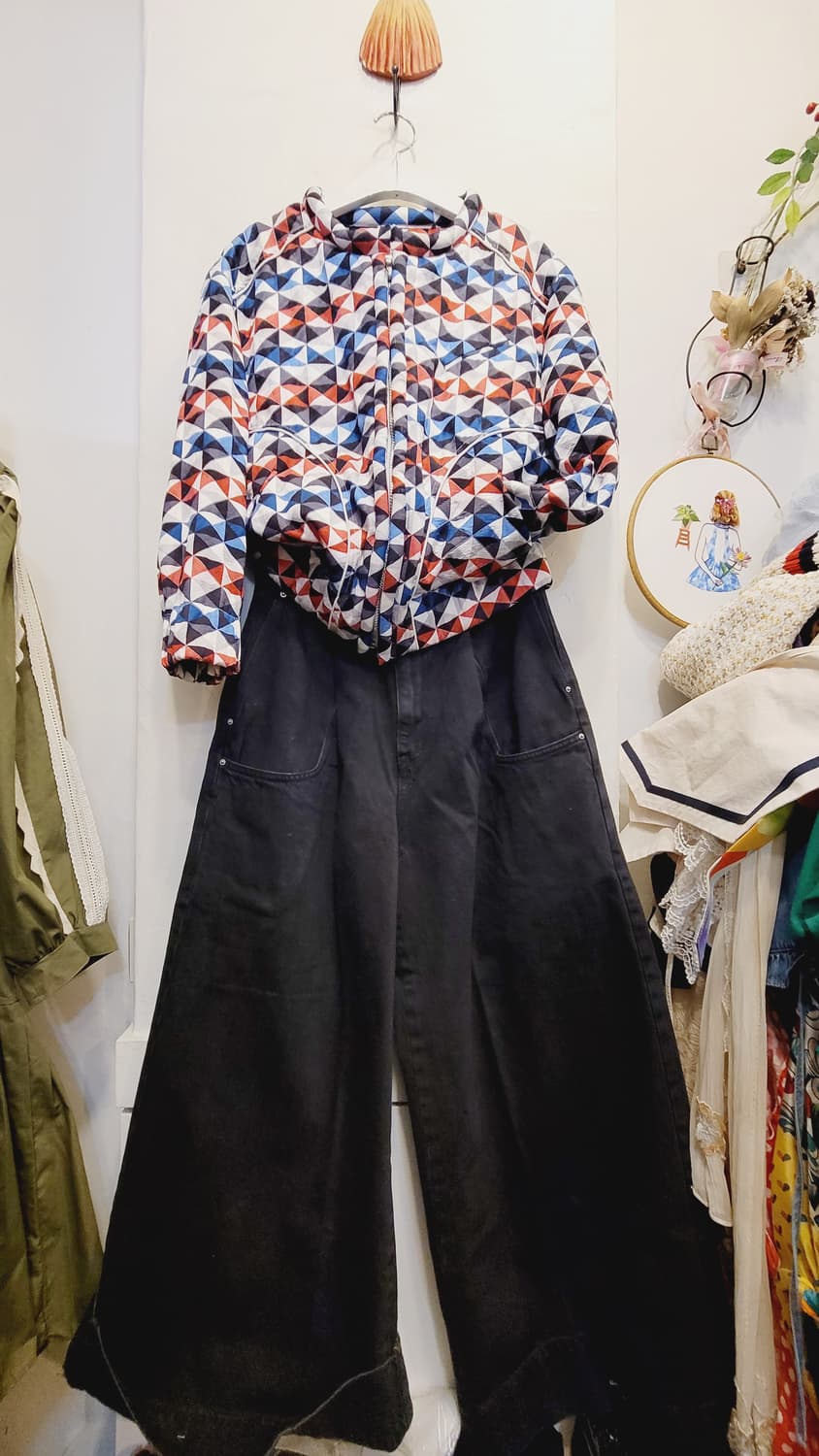 1.이로 멀티 집업  블루종 2.블랙진 와이드 와이드 팬츠 상품이미지1