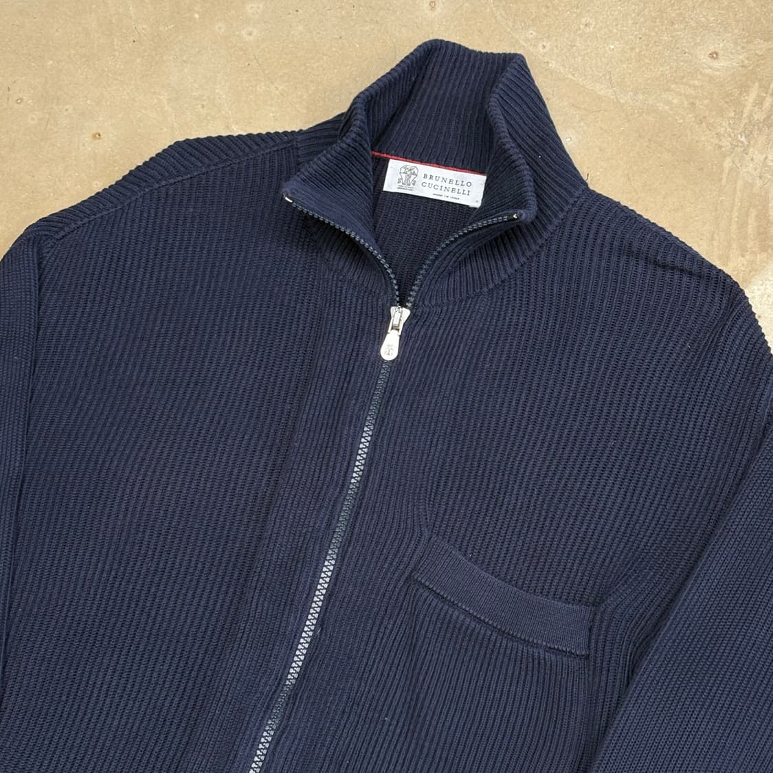 90 브루넬로 쿠치넬리 네이비 니트집업  상품이미지1
