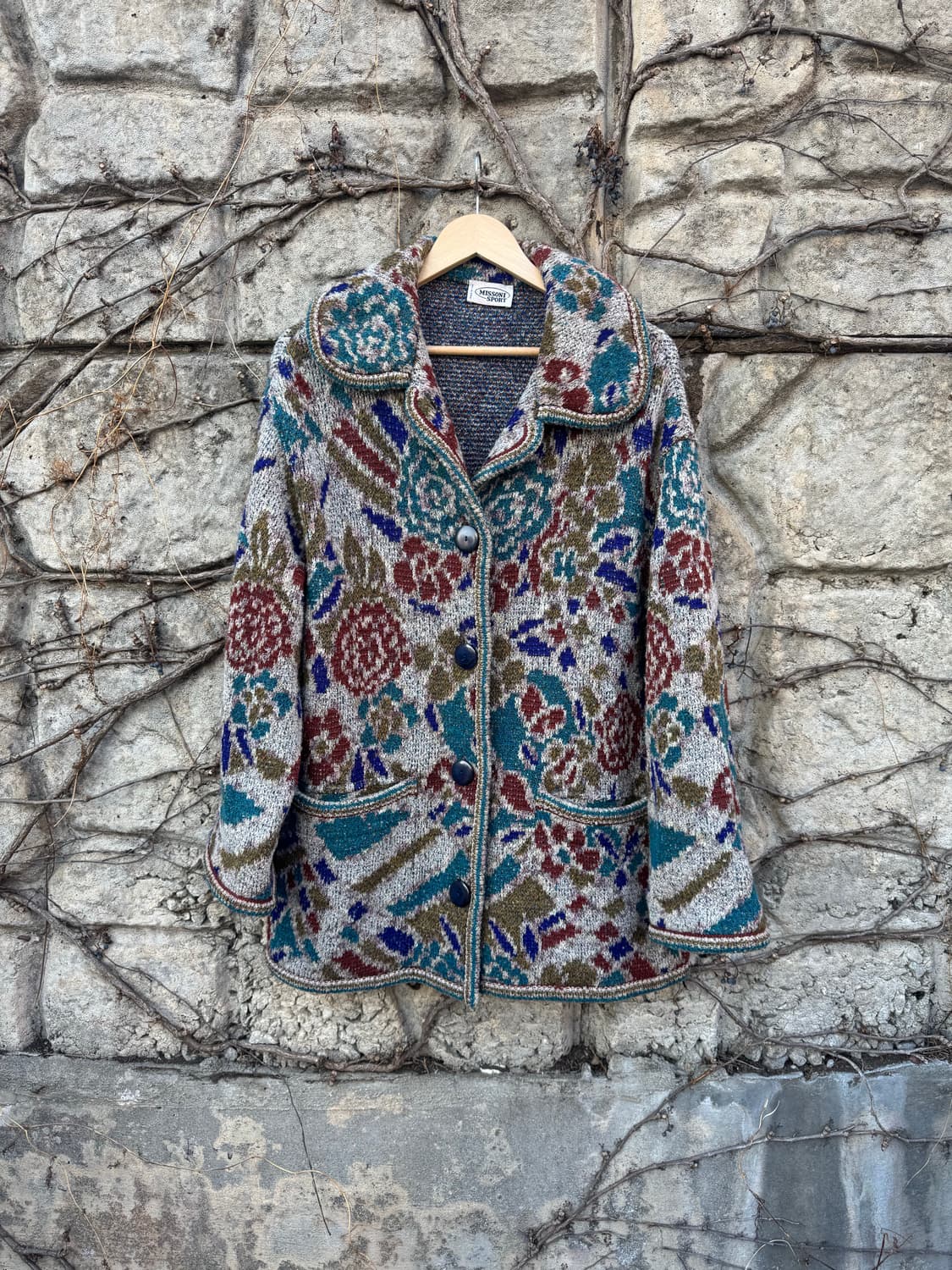 missoni sport 빈티지 플라워 패턴 알파카 울 니트 자켓 상품이미지1