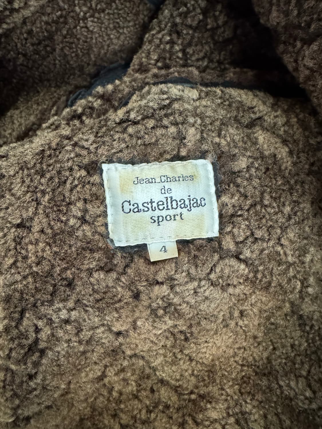 90s 까스텔바작 스포츠 스웨이드 무스탕 코트 후면 양털 윙 포인트 블랙 상품이미지6