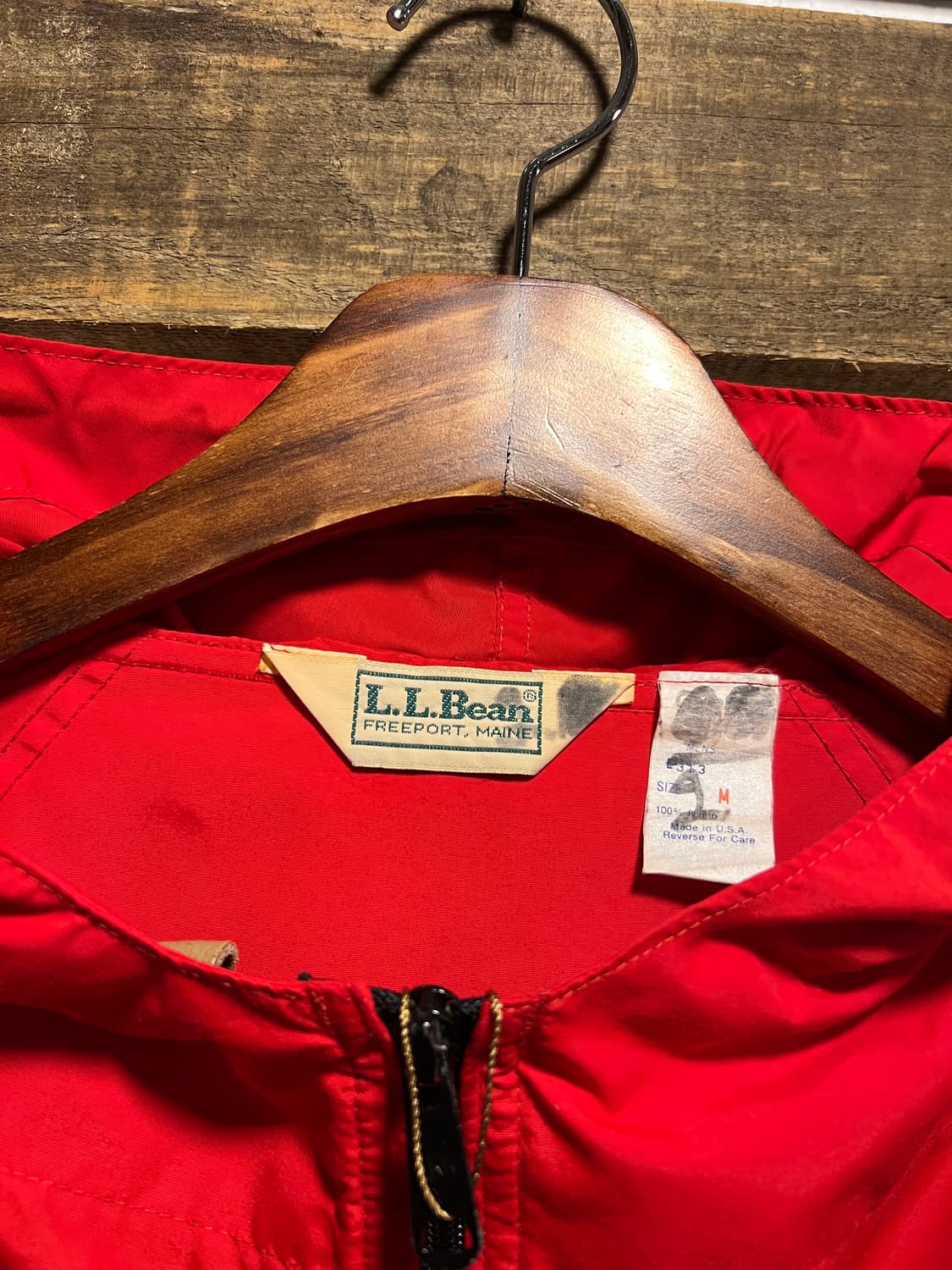 [M]80s 엘엘빈 USA Made 레드 나일론 하키팀 마운틴 아노락자켓 상품이미지2