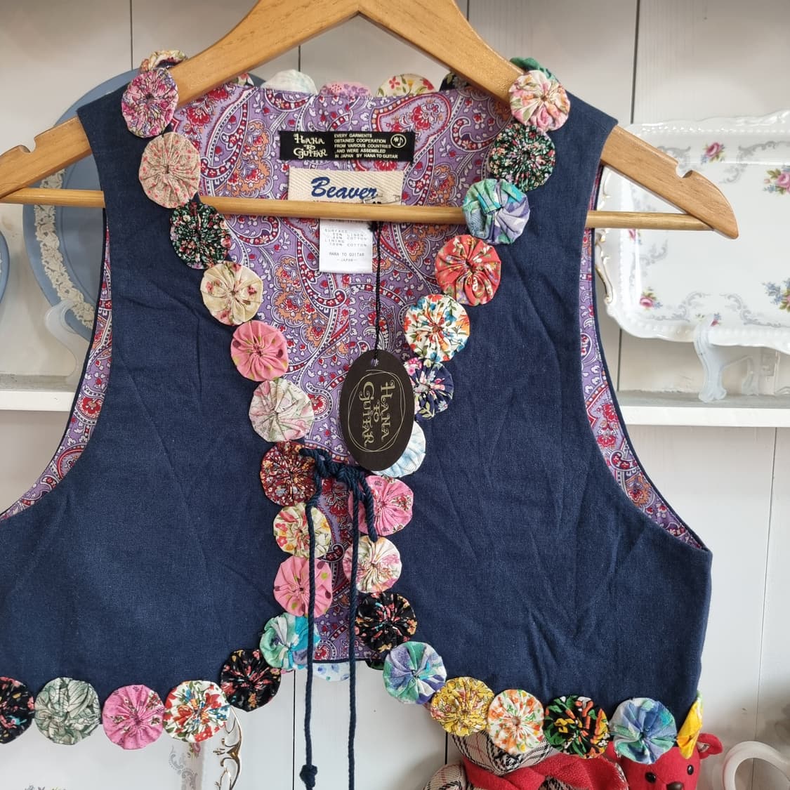 (하나 투 기타) 유니크 요요장식 리넨코튼 베스트 상품이미지2