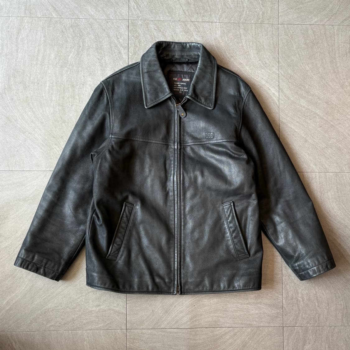 Lee 블랙 소가죽 레더 가죽 자켓  상품이미지1