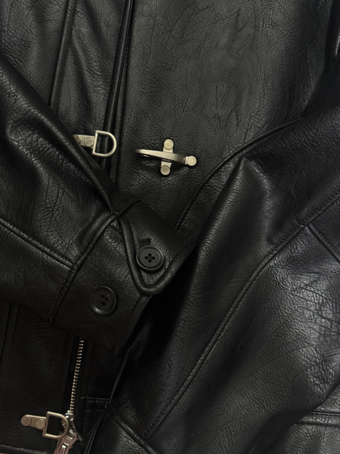 인사일런스 우먼 빈티지 버클 포우 레더 자켓 M 상품이미지9