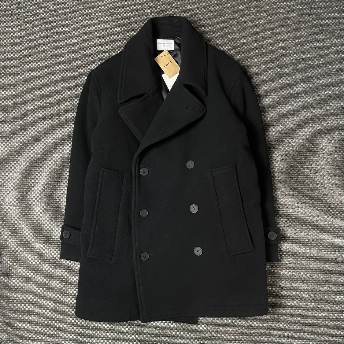 커스텀어클락 블랙 울 더블코트 S 상품이미지5