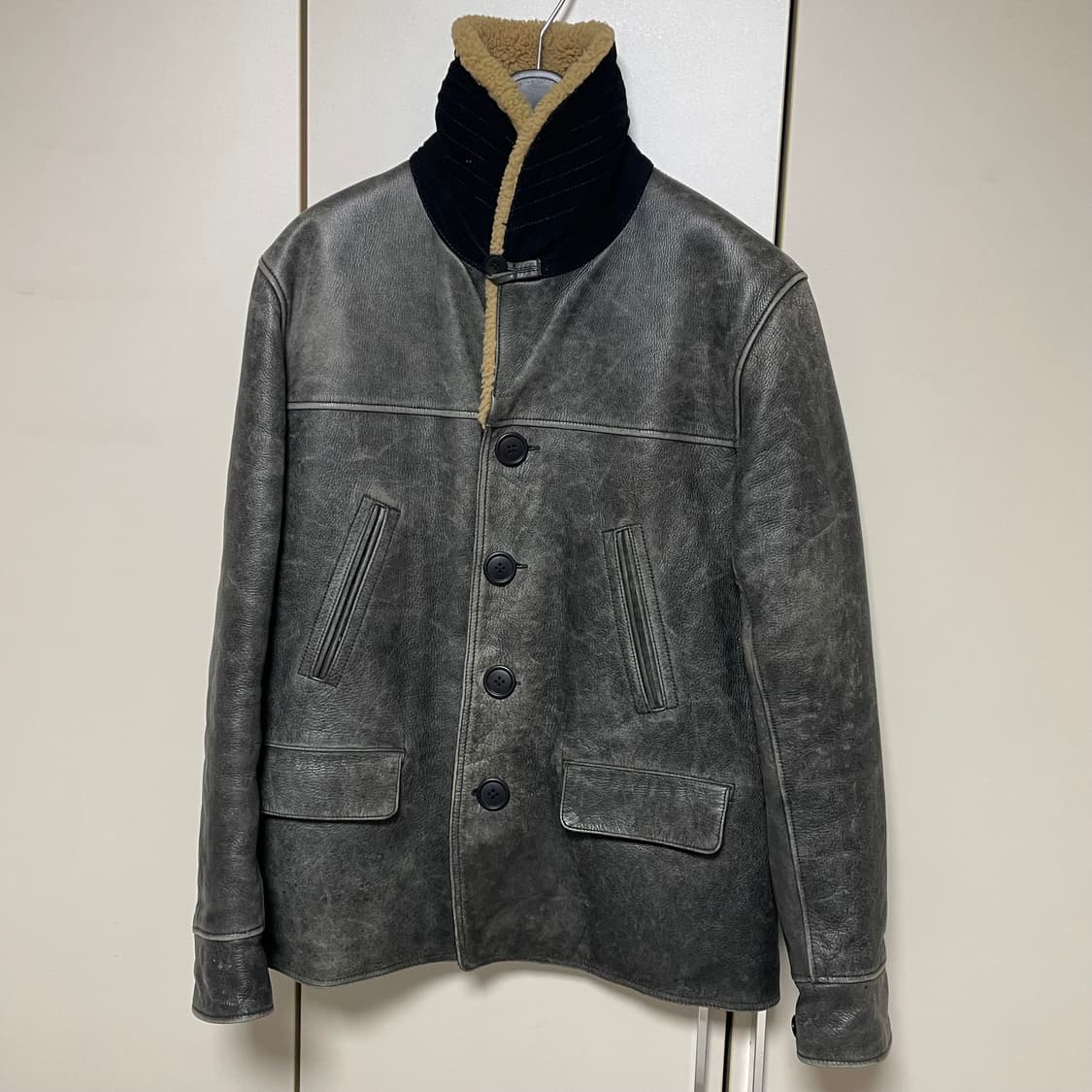 폴로 랄프로렌 여성 시어링 가죽 카 코트 M 상품이미지3