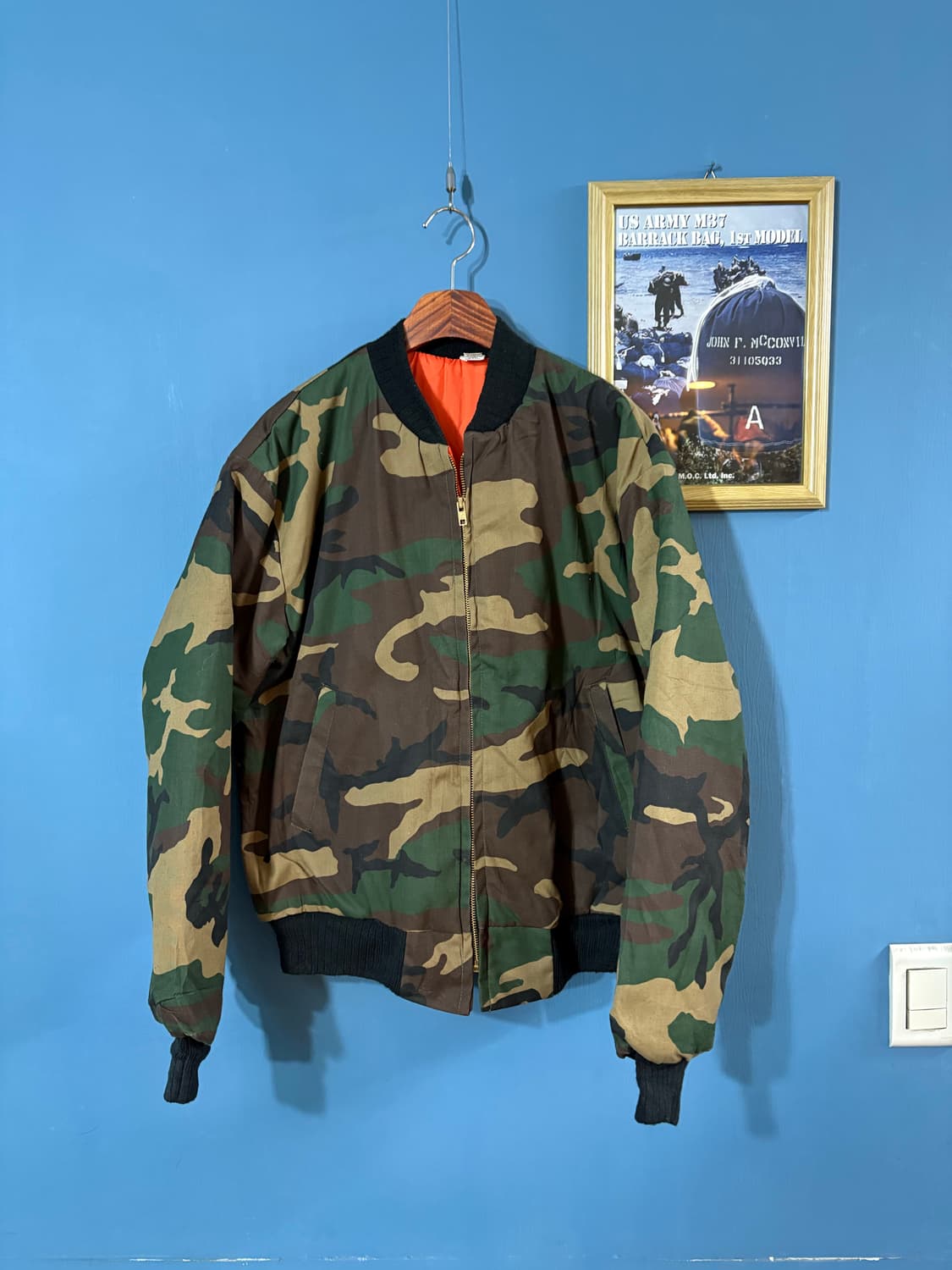 80‘s vtg Woodland Camo Flight Jacket. 상품이미지1