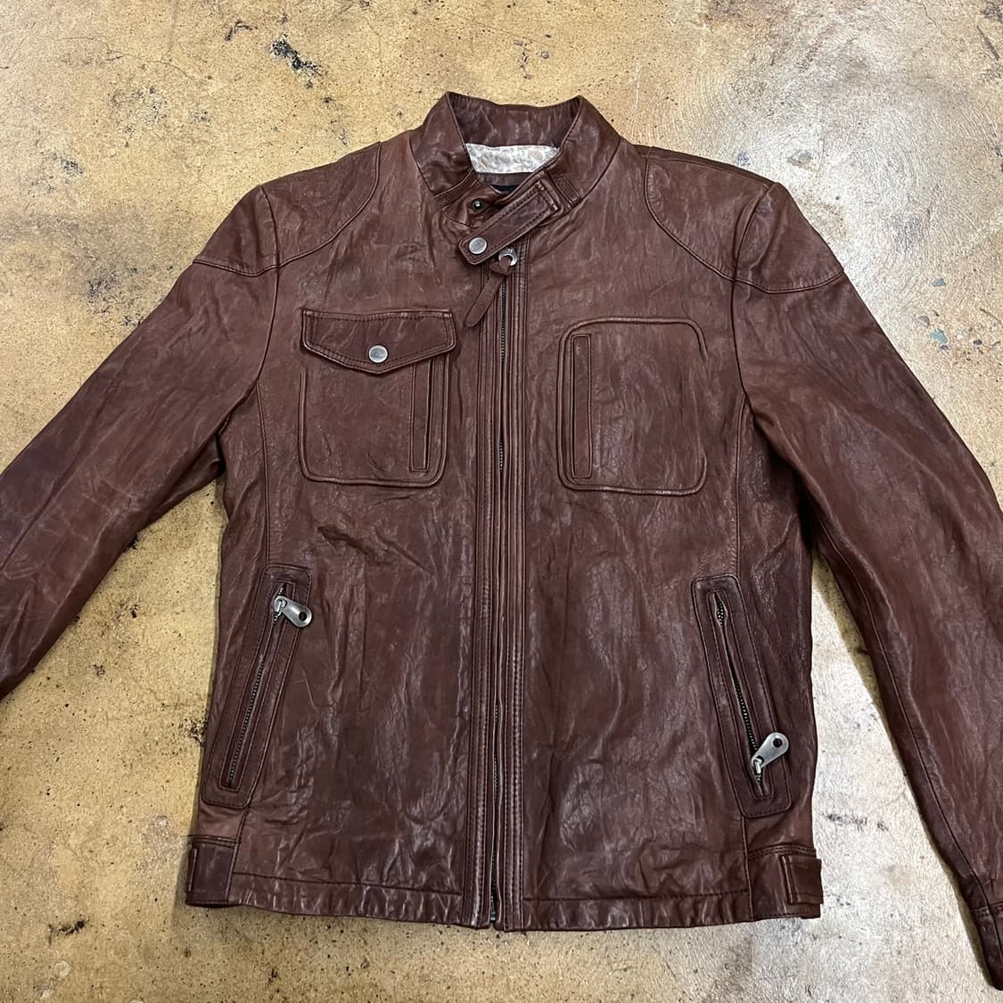 [정품/95] 시리즈 브라운 가죽 자켓 라이더 스타일 b10 상품이미지3