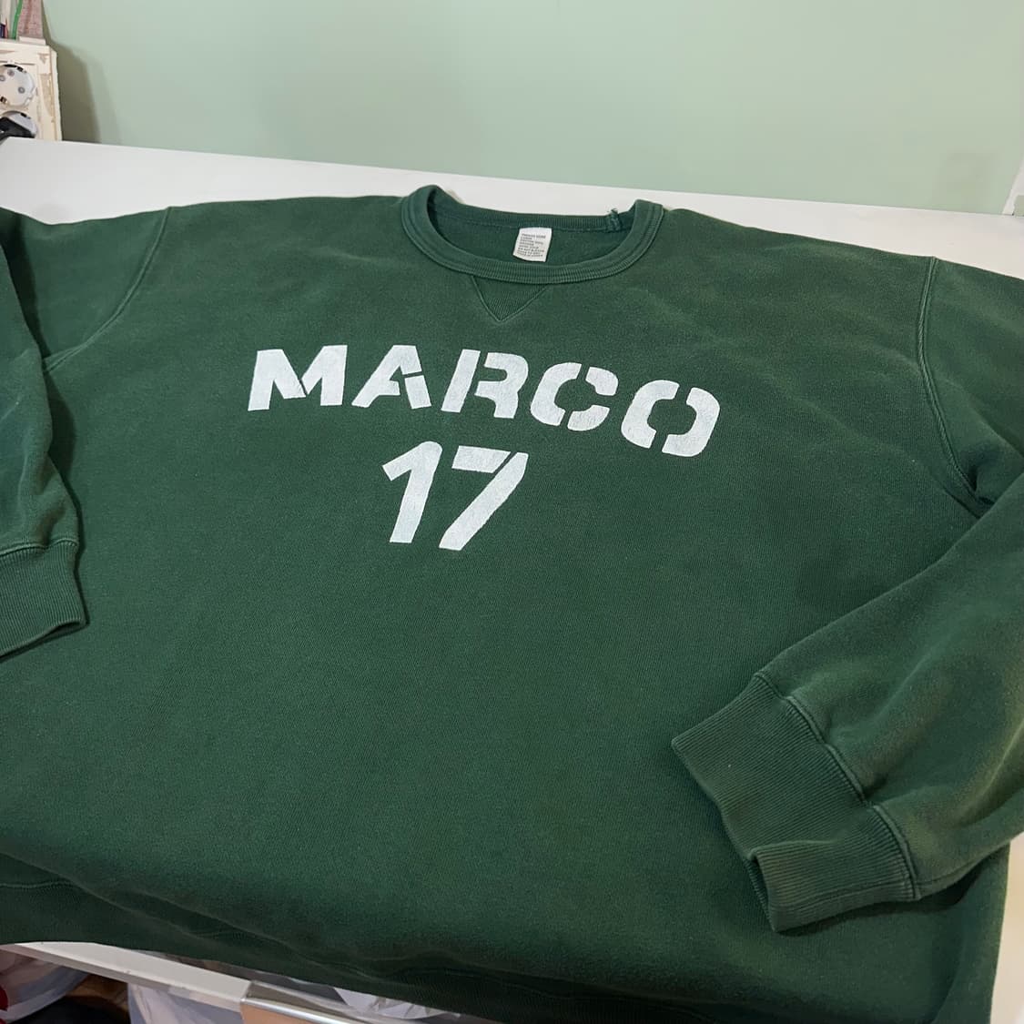 L-XL 토마스모어 그린 MARCO 페인팅로고 오버핏 스웻셔츠 맨투맨 상품이미지3